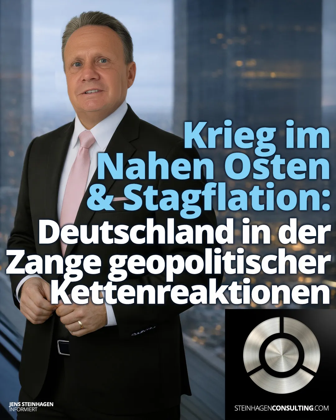 Das Bild zeigt Jens Steinhagen, wie er über den Nahostkonflikt und die Auswirkungen auf Deutschland berichtet. Es droht eine Stagflation.