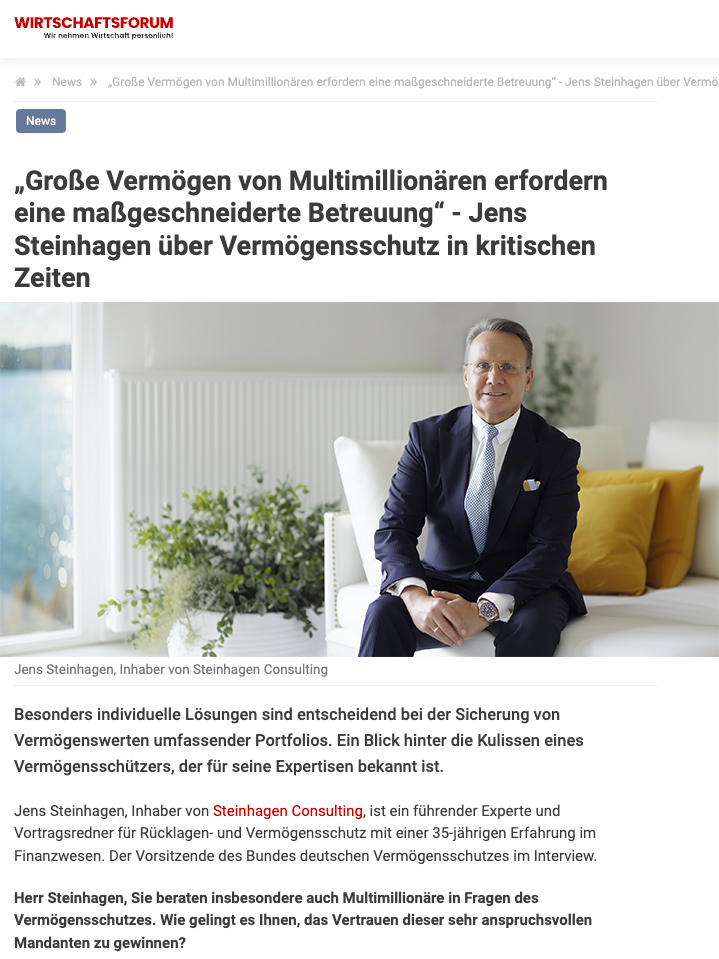 Jens Steinhagen im Interview mit Wirtschaftswoche.de