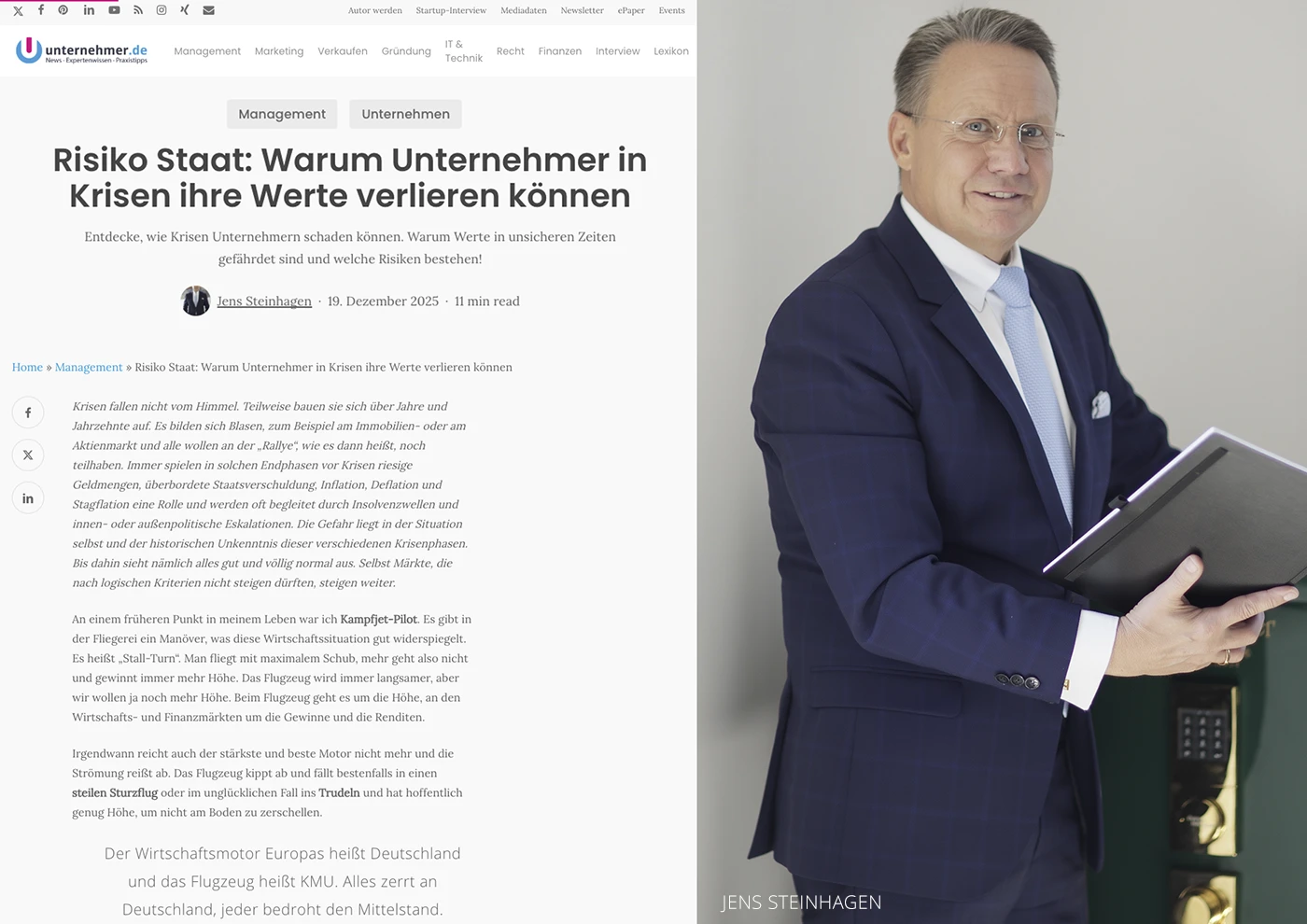 Jens Steinhagen im Interview mit Wirtschaftswoche.de